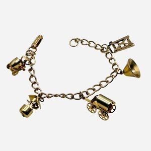 Vintage Rose Gold Plated Mechanical Charm Bracelet